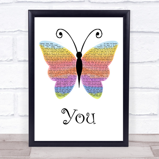 James Arthur You Rainbow Butterfly Song Lyric Quote Music Print