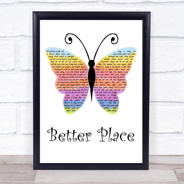 Rachel Platten Better Place Rainbow Butterfly Song Lyric Wall Art Print