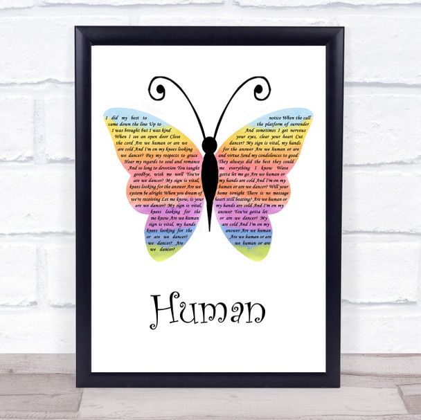 The Killers Human Rainbow Butterfly Song Lyric Print