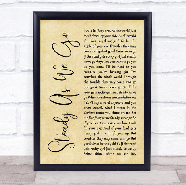 Dave Matthews Band Steady As We Go Rustic Script Song Lyric Print