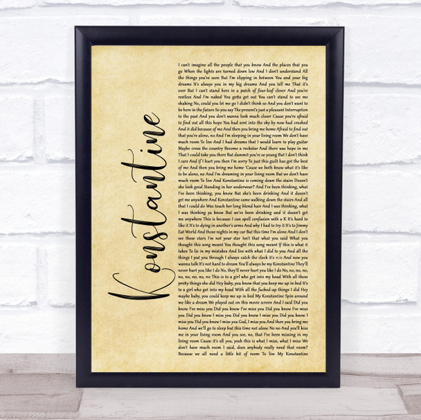Something Corporate Konstantine Rustic Script Song Lyric Print