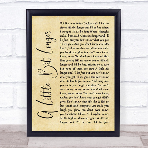 Jonas Brothers A Little Bit Longer Rustic Script Song Lyric Quote Music Print