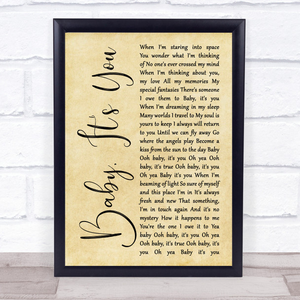 Sammy Hagar Baby, It's You Rustic Script Song Lyric Quote Music Print