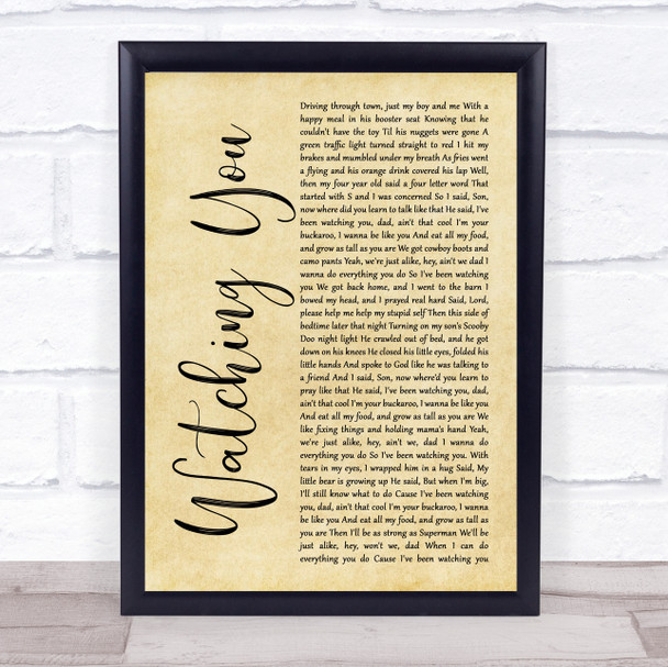 Rodney Atkins Watching You Rustic Script Song Lyric Quote Music Print