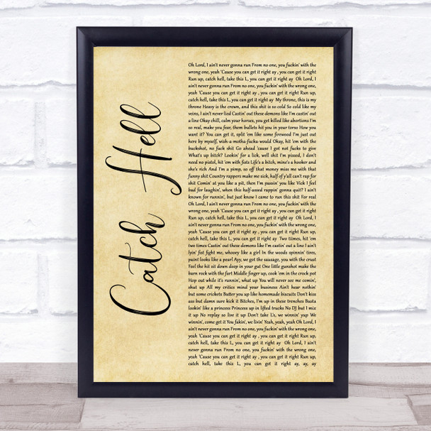 Adam Calhoun Catch Hell Rustic Script Song Lyric Quote Music Print Adam Calhoun Catch Hell Rustic Script Song Lyric Quote Music Print