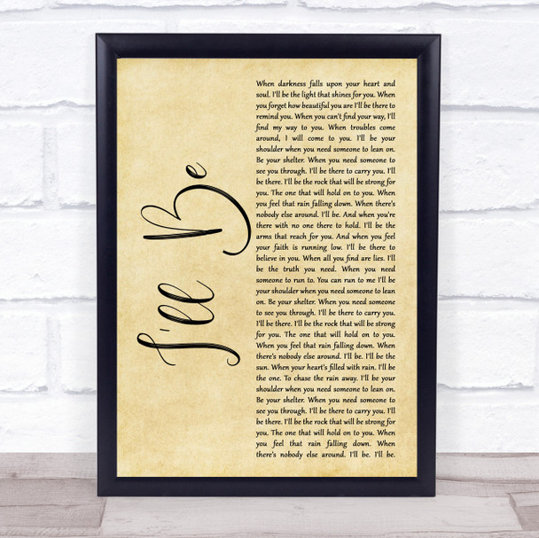 Reba McEntire I'll Be Rustic Script Song Lyric Quote Music Print