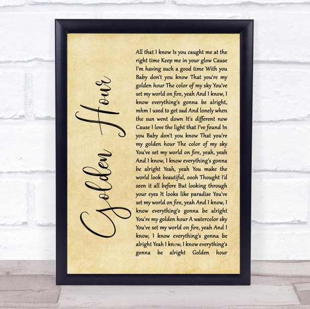 Kacey Musgraves Golden Hour Rustic Script Song Lyric Wall Art Print