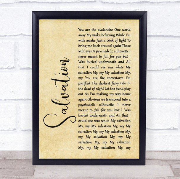 Gabrielle Aplin Salvation Rustic Script Song Lyric Quote Print