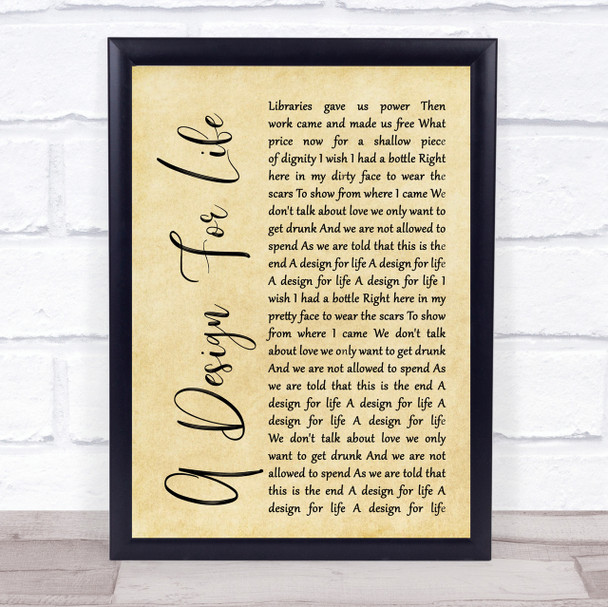Manic Street Preachers A Design For Life Rustic Script Song Lyric Quote Print Manic Street Preachers A Design For Life Rustic Script Song Lyric Quote Print