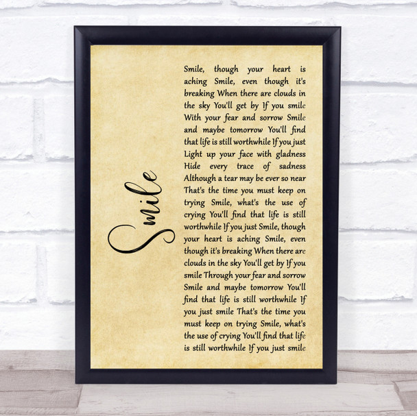 Michael Jackson Smile Rustic Script Song Lyric Quote Print