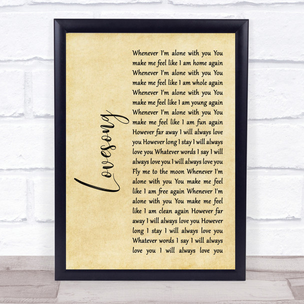 The Cure Lovesong Rustic Script Song Lyric Quote Print