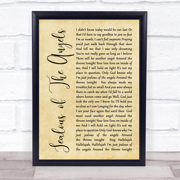 Katherine Jenkins Jealous Of The Angels Rustic Script Song Lyric Quote Print