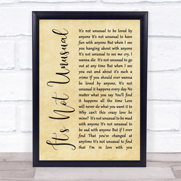 Tom Jones It's Not Unusual Rustic Script Song Lyric Quote Print