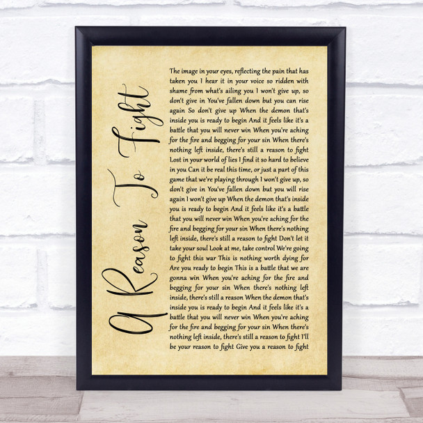 Disturbed A Reason To Fight Rustic Script Song Lyric Quote Print