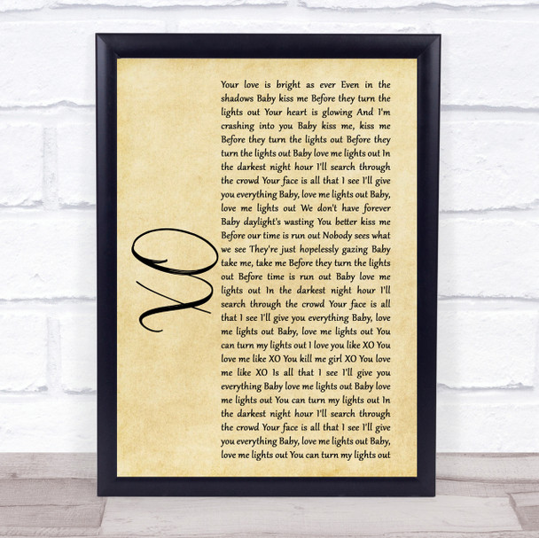 John Mayer XO Rustic Script Song Lyric Quote Print