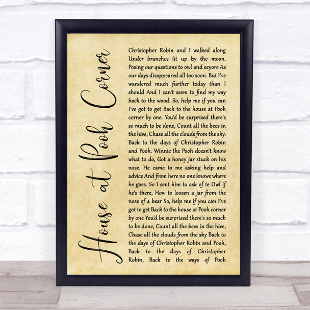Loggins & Messina House at Pooh Corner Rustic Script Song Lyric Quote Print