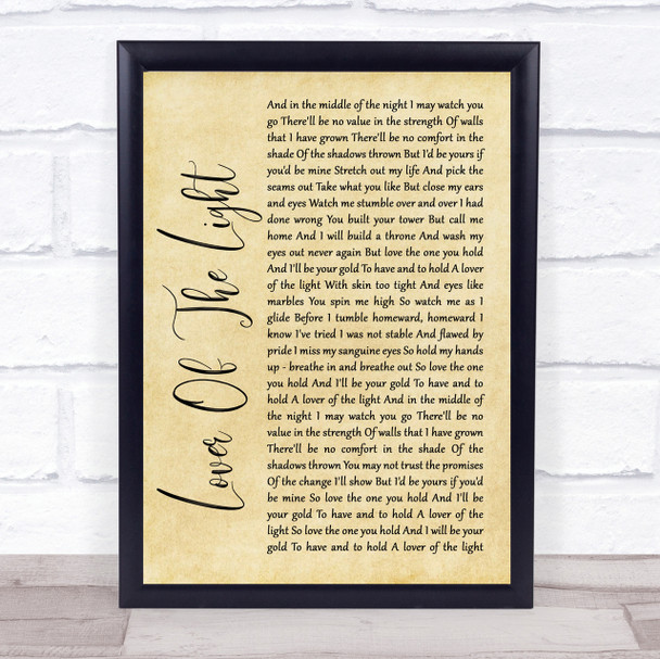 Mumford & Sons Lover Of The Light Rustic Script Song Lyric Quote Print