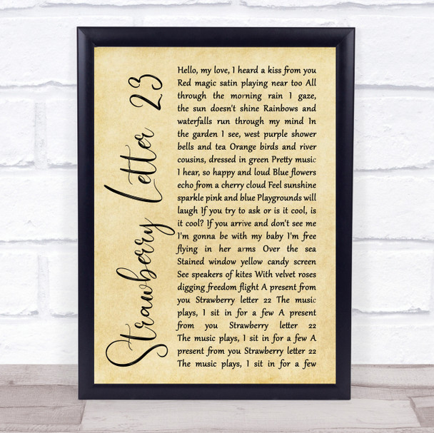 The Brothers Johnson Strawberry Letter 23 Rustic Script Song Lyric Quote Print