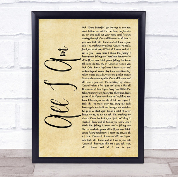 Jess Glynne All I Am Rustic Script Song Lyric Quote Print