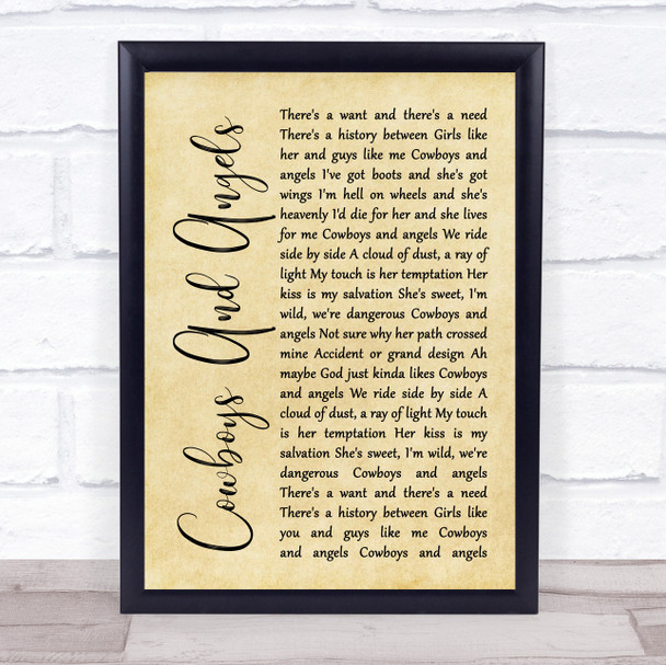 Dustin Lynch Cowboys And Angels Rustic Script Song Lyric Print