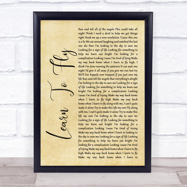Foo Fighters Learn To Fly Rustic Script Song Lyric Print