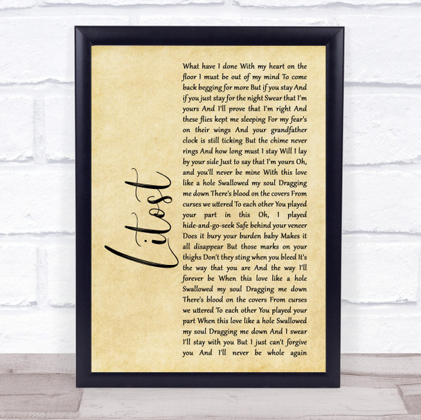 X Ambassadors Litost Rustic Script Song Lyric Print