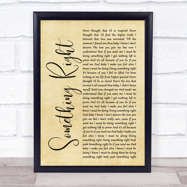 Westlife Something Right Rustic Script Song Lyric Print