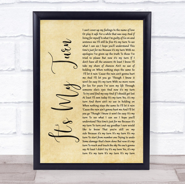 Diana Ross It's My Turn Rustic Script Song Lyric Print