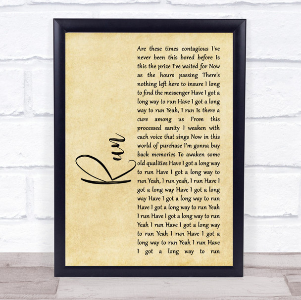 Ed Roland Collective Soul Run Rustic Script Song Lyric Print