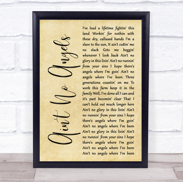 Tim McGraw Ain't No Angels Rustic Script Song Lyric Print