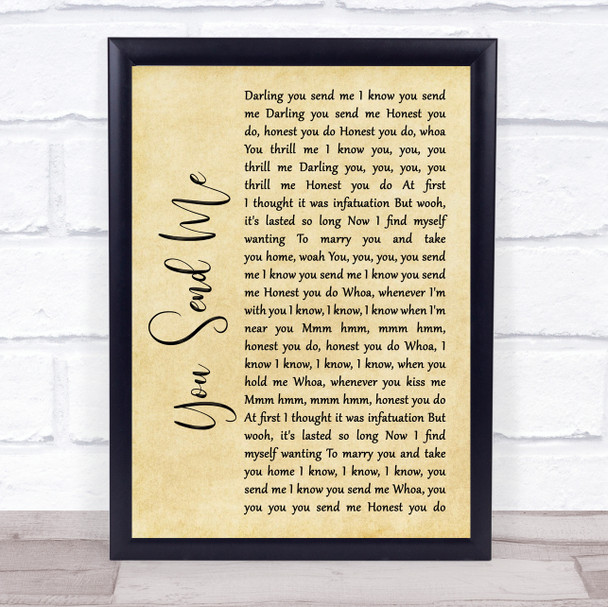 Sam Cooke You Send Me Rustic Script Song Lyric Print