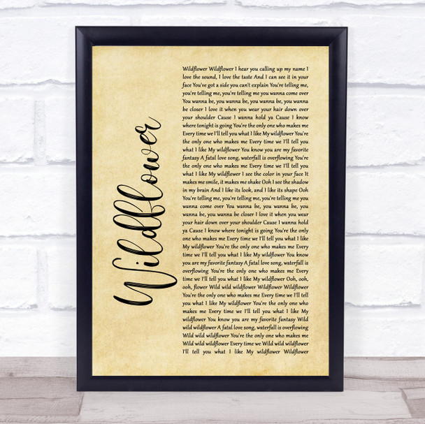 5 Seconds Of Summer Wildflower Rustic Script Song Lyric Print