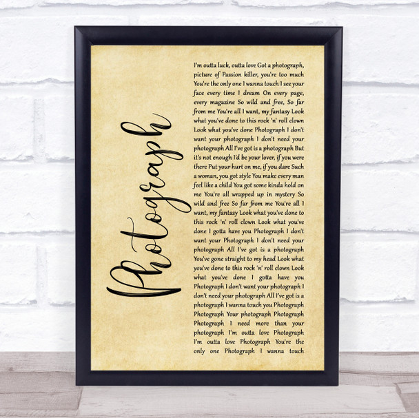 Def Leppard Photograph Rustic Script Song Lyric Print