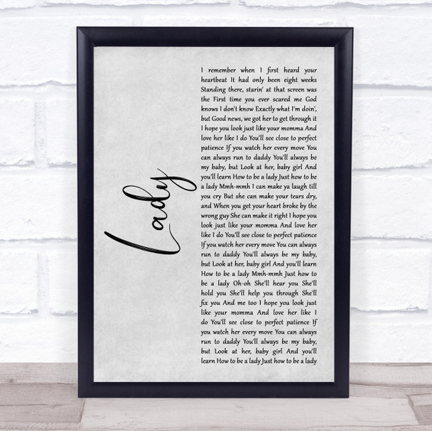 Brett Young Lady Rustic Script Song Lyric Print