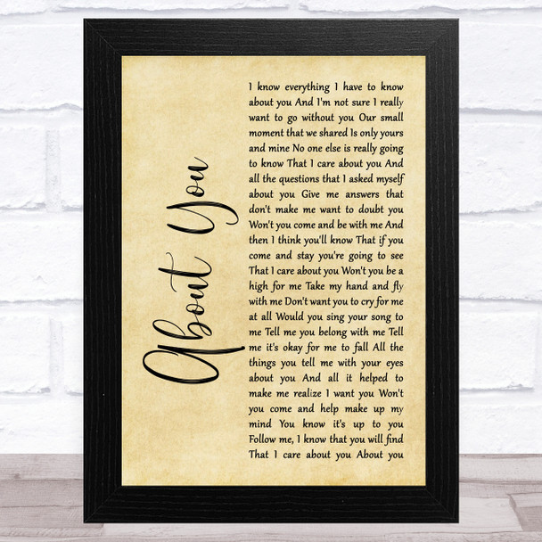 Cecilio & Kapono About You Rustic Script Song Lyric Music Art Print