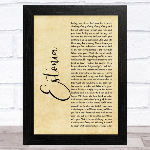 Marillion Estonia Rustic Script Song Lyric Music Art Print