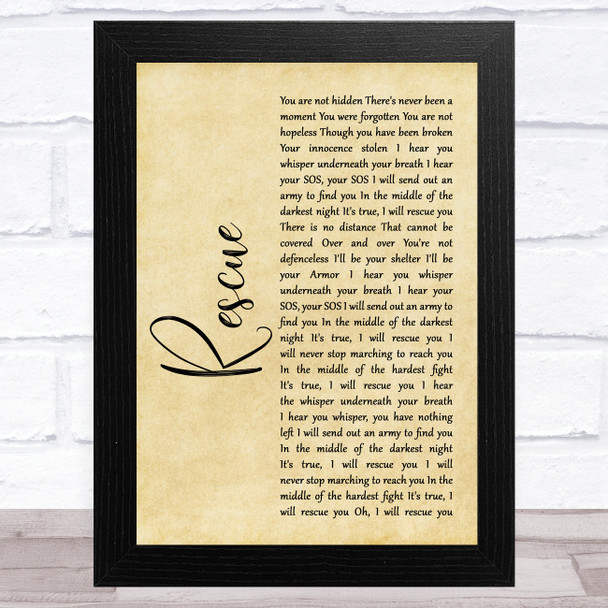 Lauren Daigle Rescue Rustic Script Song Lyric Music Art Print