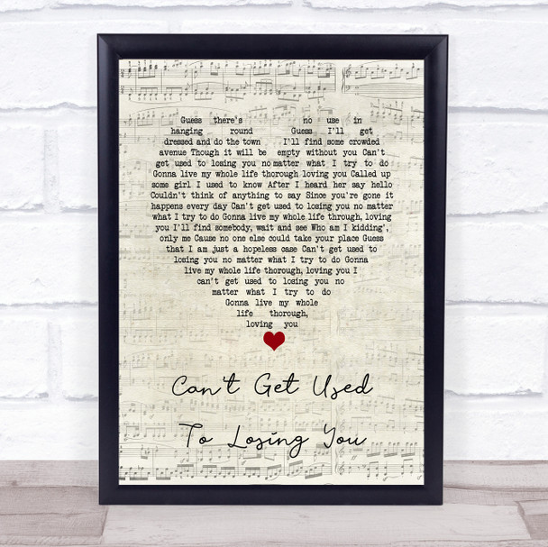Andy Williams Can't Get Used To Losing You Script Heart Song Lyric Print