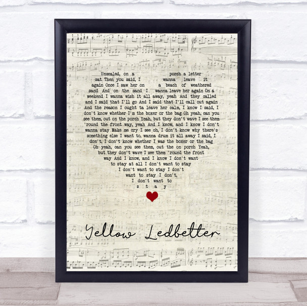 Pearl Jam Yellow Ledbetter Script Heart Song Lyric Print