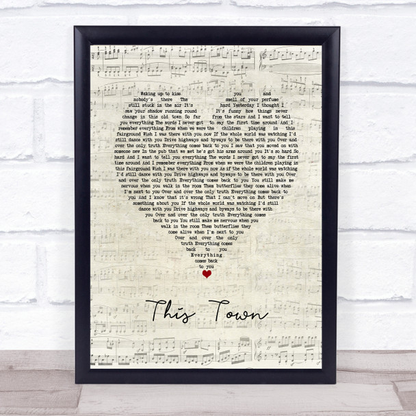 Niall Horan This Town Script Heart Song Lyric Print