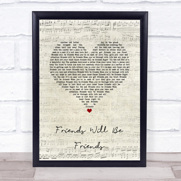 Queen Friends Will Be Friends Script Heart Song Lyric Quote Music Print