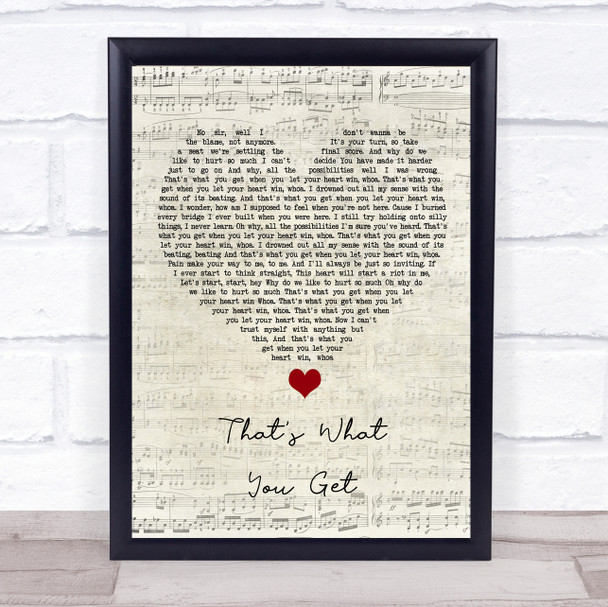 Paramore That's What You Get Script Heart Song Lyric Quote Music Print