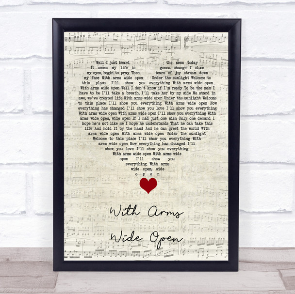 Creed With Arms Wide Open Script Heart Song Lyric Quote Music Print