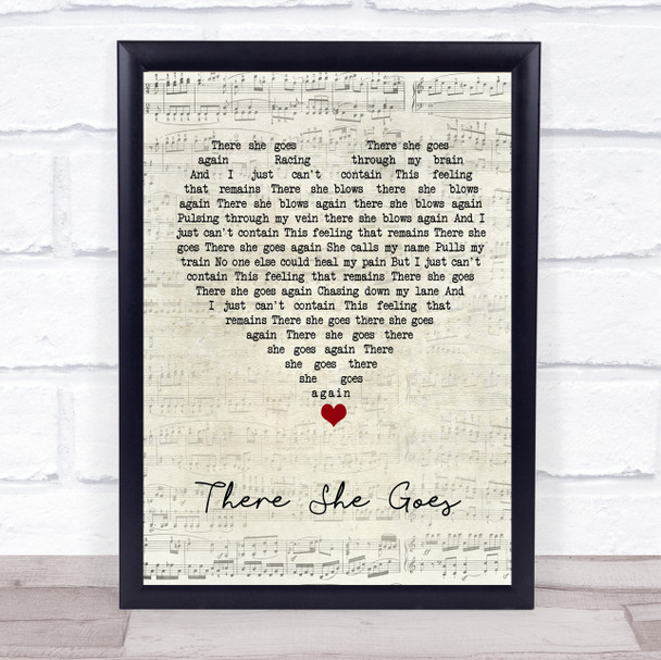 The La's There She Goes Script Heart Song Lyric Quote Music Print