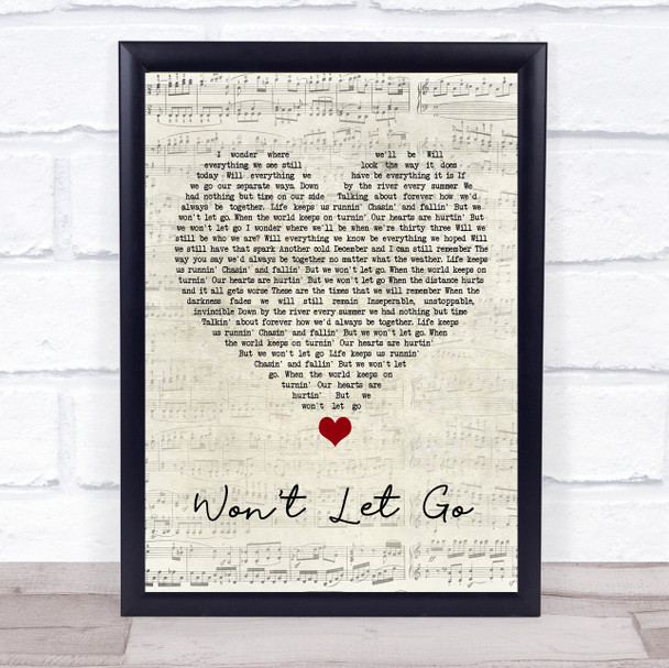 Black Stone Cherry Won't Let Go Script Heart Song Lyric Quote Music Print