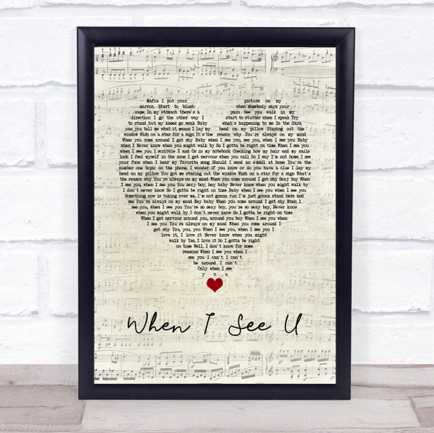 Fantasia Barrino When I See U Script Heart Song Lyric Quote Music Print