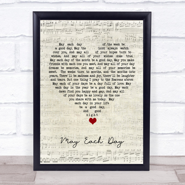 Andy Williams May Each Day Script Heart Song Lyric Quote Music Print