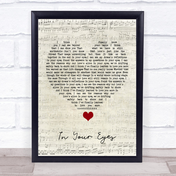 George Benson In Your Eyes Script Heart Song Lyric Quote Music Print