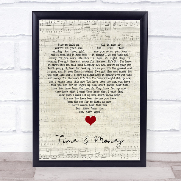 DMA'S Time & Money Script Heart Song Lyric Quote Music Print