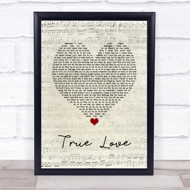 P!nk ft. Lily Allen True Love Script Heart Song Lyric Quote Music Print